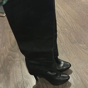 Black Leather Knee-High Boots
